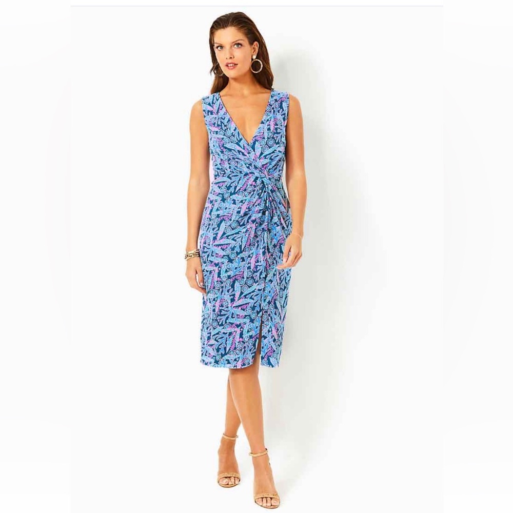 Lilly Pulitzer Odella V Neck midi dress, size 14